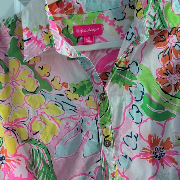 Lilly Pulitzer Green and Pink Blouse - Picture 2 of 6